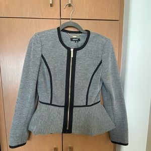 DKNY Zip-Front Knit Peplum Jacket - size 2